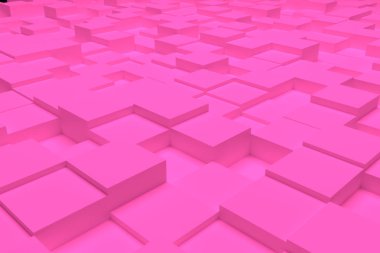 Blok veya küp, geometrik yapısı, şekli kompozisyon. Web sayfası, duvar kağıdı, grafik tasarım, katalog, doku veya arka plan için. Renkli 3d render.