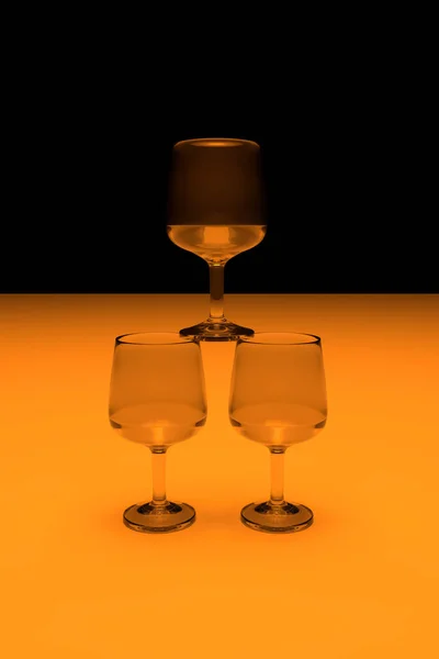 Transparante Glazen Met Achtergrond Verlichting Kleur Rendering — Stockfoto
