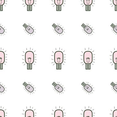 Sorunsuz ampul illüstrasyonlar arka plan soyut, elle çizilmiş doku. Vektör resim.