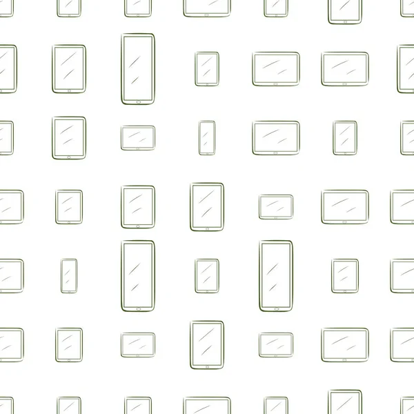 Бесшовный Художественный Телефон Мобильный Ручной Рисунок Фон Абстрактный Векторное Искусство — стоковый вектор