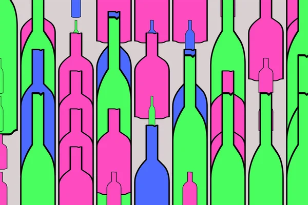 Flaschenhintergrund Von Hand Gezeichnet Für Grafische Gestaltung Vektorgrafik — Stockvektor