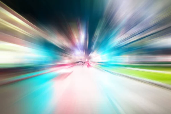 Éjszakai Forgalom Futurisztikus Motion Blur Nagyítása Közúton Vagy Utcán Ból — Stock Fotó