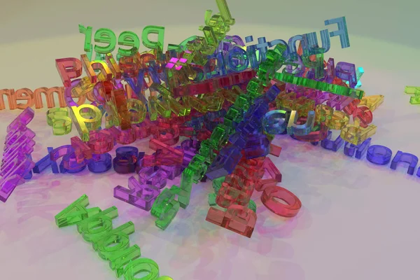 CGI typography, computer, ICT keywords cloud, for design texture or background. 3D rendering.