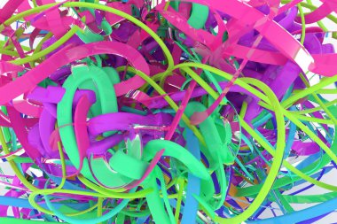 Renkli 3d render. CGI kompozisyon, dağınık dize geometrik tasarım doku veya başlık arka plan için demet.