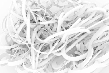 Arka plan dağınık dize geometrik CGI kompozisyon, tasarım ve grafik kaynak için soyut, demet. Gri veya siyah ve beyaz b&w 3d render.