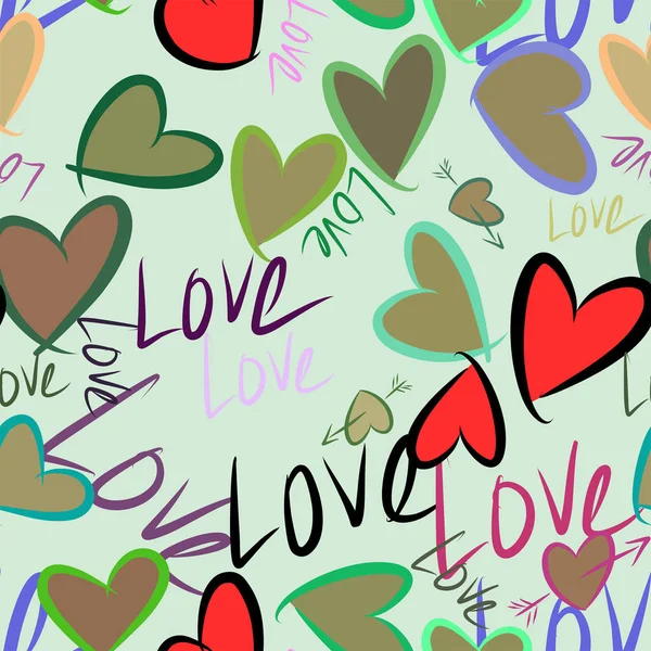 Amor Dibujado Mano Sin Costuras Para Día San Valentín Celebraciones — Vector de stock