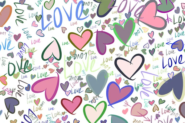 Sevgililer günü, kutlamalar veya yıldönümü için sevginin illüstrasyonlar. Web sayfası, duvar kağıdı, grafik tasarım, katalog, doku veya arka plan için. Vektör resim.