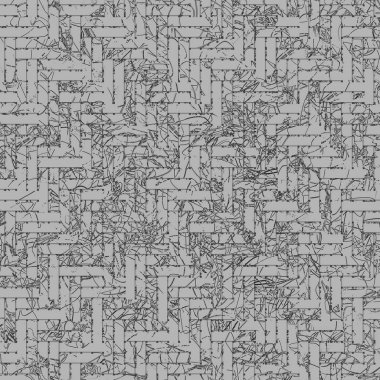 Gri veya siyah ve beyaz b&w doku arka plan sanal geometrik desenli. Soyut dokuma mat veya rattan, grafik kaynak için.