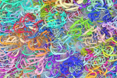 CGI kompozisyon, geometrik, dağınık dize. Dekoratif, çizimler. Tasarım doku için arka plan. 3D render.