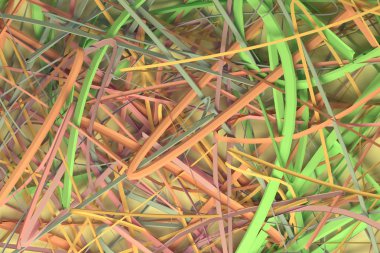 Soyut CGI kompozisyon, dağınık dizeleri sanal backd arka plan