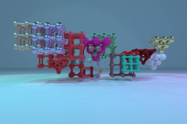 Molekül için concepture, arası kilitli kare ya da piramitler, stil 