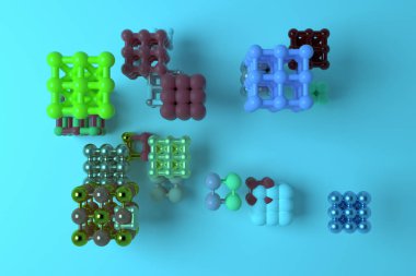 Molekül için concepture, arası kilitli kare ya da piramitler, stil 