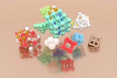 Molekül için concepture, arası kilitli kare ya da piramitler, stil 