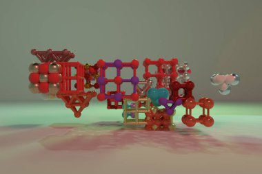 Molekül için concepture, arası kilitli kare ya da piramitler, stil 