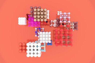 Molekül için concepture, arası kilitli kare ya da piramitler, stil 