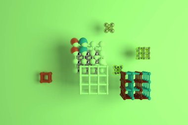 Molekül için concepture, arası kilitli kare ya da piramitler, stil 