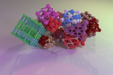 Molekül için concepture, arası kilitli kare ya da piramitler, stil 