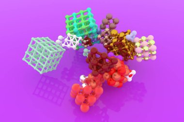 Molekül için concepture, arası kilitli kare ya da piramitler, stil 