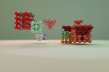 Molekül için concepture, arası kilitli kare ya da piramitler, stil 