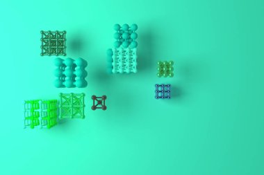 Molekül için concepture, arası kilitli kare ya da piramitler, stil 