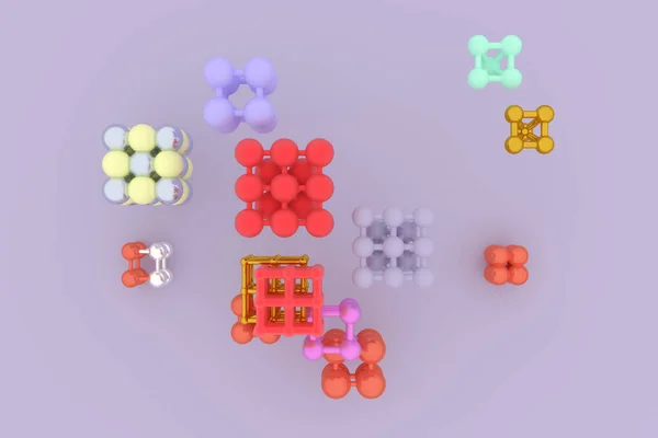 Geometris virtual abstrak, konsepsi gaya molekul inter-lock — Stok Foto