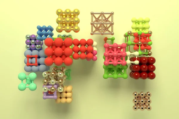 Virtual geometris, molekul gaya konsepsi, inter-terkunci persegi — Stok Foto