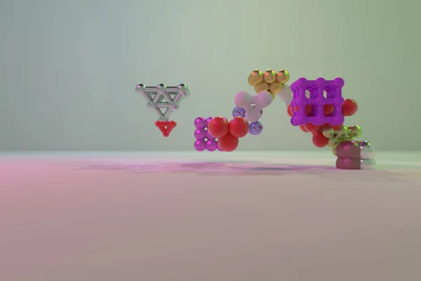 Αφηρημένη εικονικό γεωμετρικά, μόριο στυλ concepture μεταξύ Κλείδωμα — Φωτογραφία Αρχείου