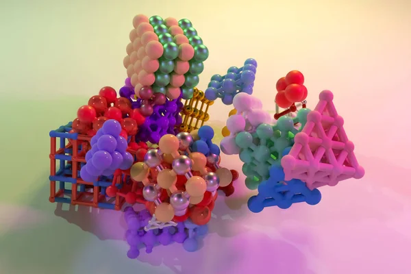 Molekül için concepture, arası kilitli kare ya da piramitler, stil — Stok fotoğraf