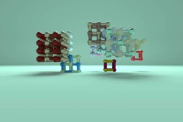 Astratto virtuale geometrico, stile molecolare concepimento inter-lock — Foto Stock