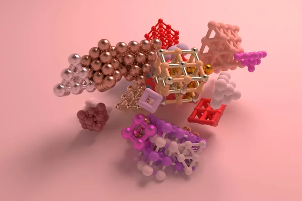 Molekül için concepture, arası kilitli kare ya da piramitler, stil 