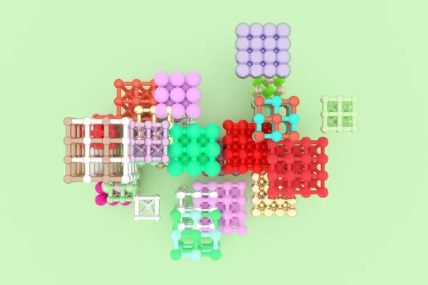 Abstrato geométrico virtual, conceito de estilo de molécula inter-lock — Fotografia de Stock