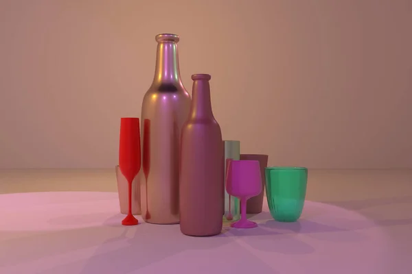 Konzept Stillleben, Flasche & Glas, für Design Textur & Rückseite — Stockfoto