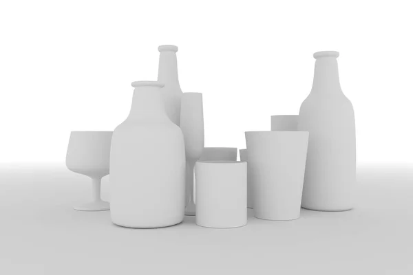 Conceptuur stilleven, fles & glas, voorontwerp textuur & terug — Stockfoto
