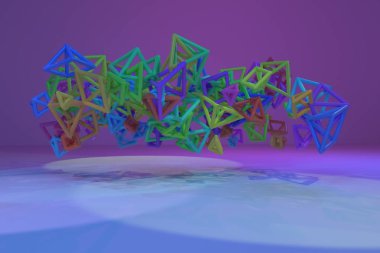 Soyut kavramsal geometrik, üçgen veya kare flyin demet