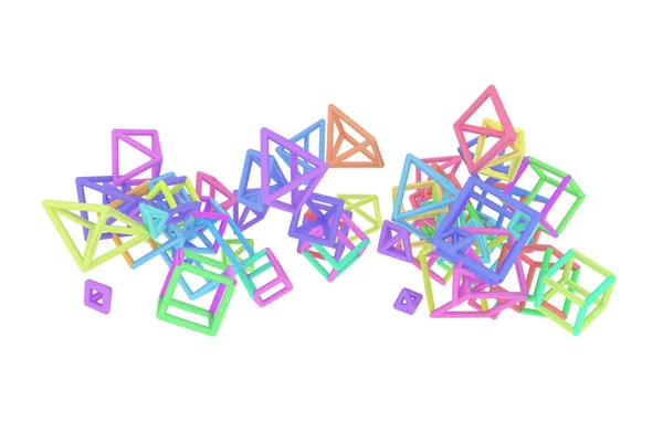 Konzept geometrisch, Bündel von Dreieck oder Quadrat, fliegen, inter — Stockfoto
