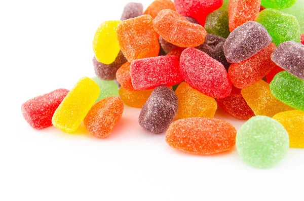 Bunch of colorful jelly candy or sweets, isolation on white back — Stock Photo, Image