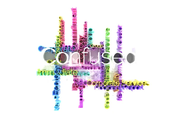 Confus, mot-clé d'affaires et nuage de mots. Pour la page web, graphi — Photo