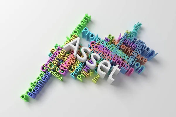 Asset, Business Keyword und Word Cloud. für Webseite, Grafik d — Stockfoto
