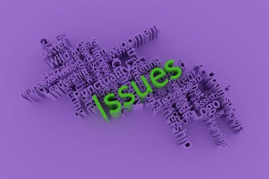 Sorunlar, iş anahtar kelime ve kelime bulut. Web sayfası için, grafik 
