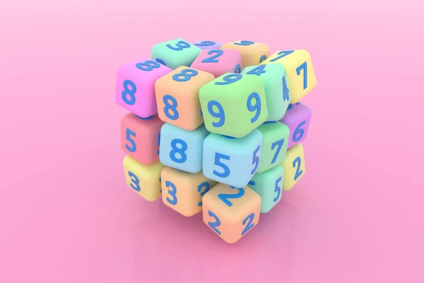 Decoratief, illustraties, kubus of blok nummer teken of symbool, — Stockfoto