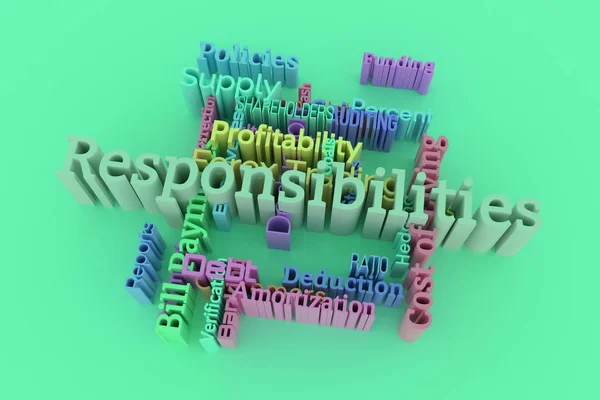 Responsibilities, finance keyword words cloud. For web page, gra