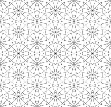 Basit çizgiler, dikişsiz kaleydoskop tarzı soyut siyah & beyaz
