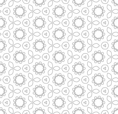 Basit çizgiler, dikişsiz kaleydoskop tarzı soyut siyah & beyaz