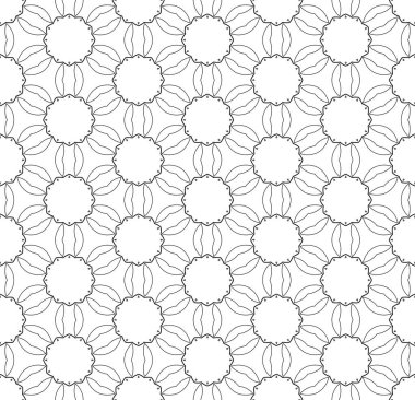 Basit çizgiler, dikişsiz kaleydoskop tarzı soyut siyah & beyaz