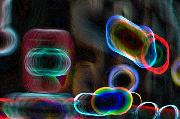波浪 + 线彩色霓虹灯抽象艺术的设计背景 * t — 图库照片