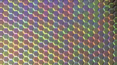 Geleceksel şekil, soyut nesnelerin animasyonu. Yakınlaşmak ya da uçmak. Işıltı ve dinamik teknoloji kavramı.