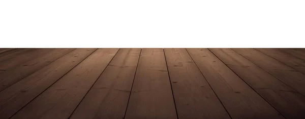 Mørkebrune Træplanker Som Bord Eller Gulv Perspektiv Isoleret Hvid - Stock-foto