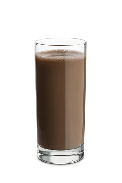 Glas Vol Chocolademelk Witte Achtergrond — Stockfoto