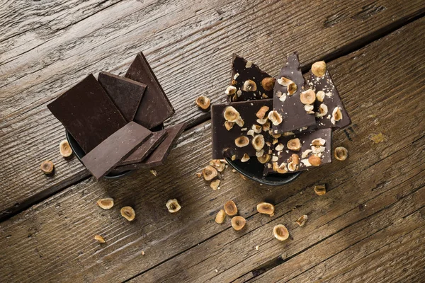 Hazelnut dark chocolate — Stock Photo, Image