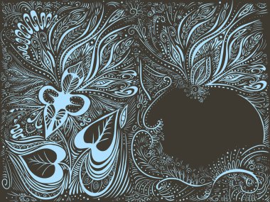 Vektör tebrik kartı doodle desen çerçeve ile